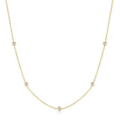 Gold Classic Bezel-Set Station Necklace