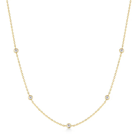 Gold Classic Bezel-Set Station Necklace