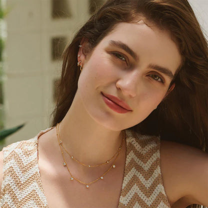 Gold Classic Bezel-Set Station Necklace, view 2