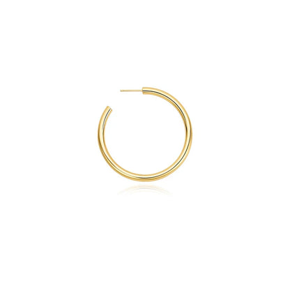 Gold Classic Tube Large Hoop Earrings, view 3