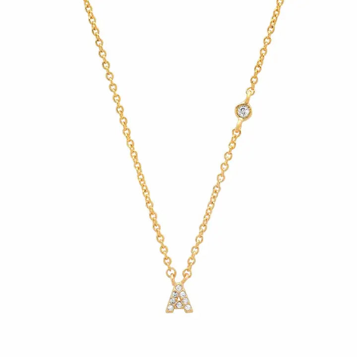 Gold CZ Initial Necklace