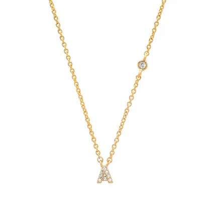 Gold CZ Initial Necklace