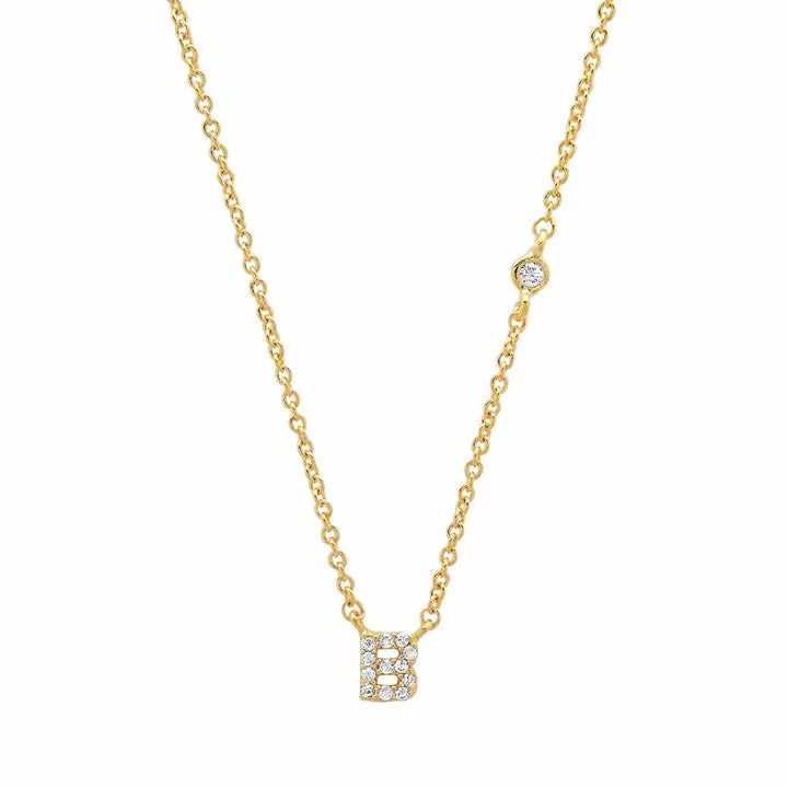 Gold Cz Initial Necklace
