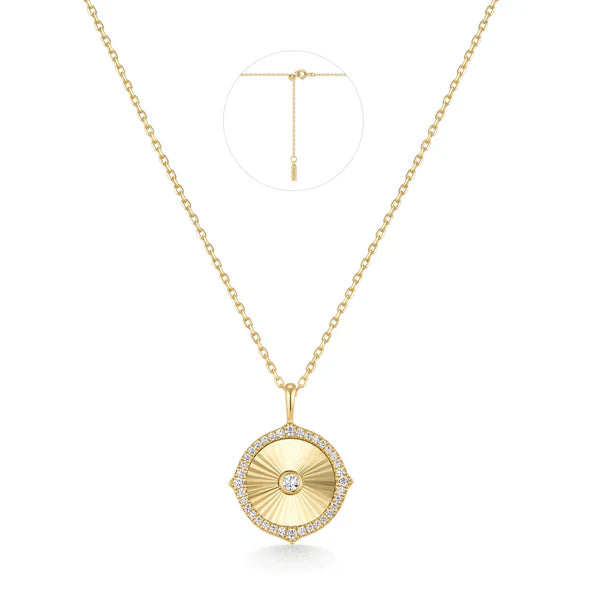 Gold Diamond-Cut Sunny Disc Necklace