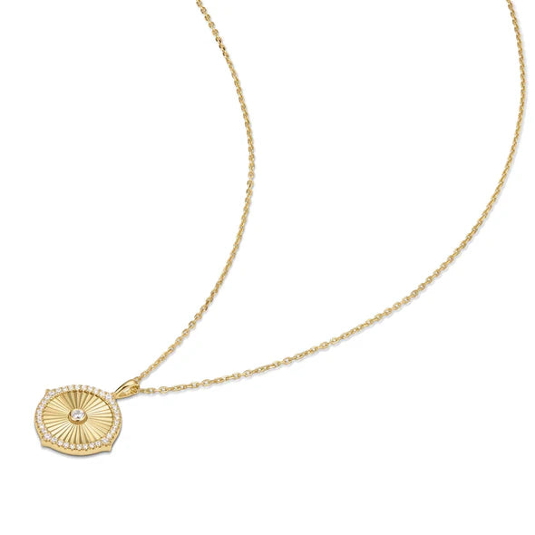 Gold Diamond-Cut Sunny Disc Necklace, view 3