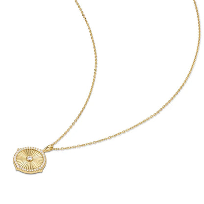 Gold Diamond-Cut Sunny Disc Necklace, view 3