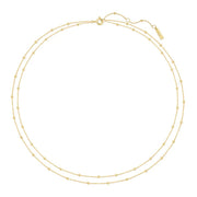 Gold Double Chain Bead Station Necklace