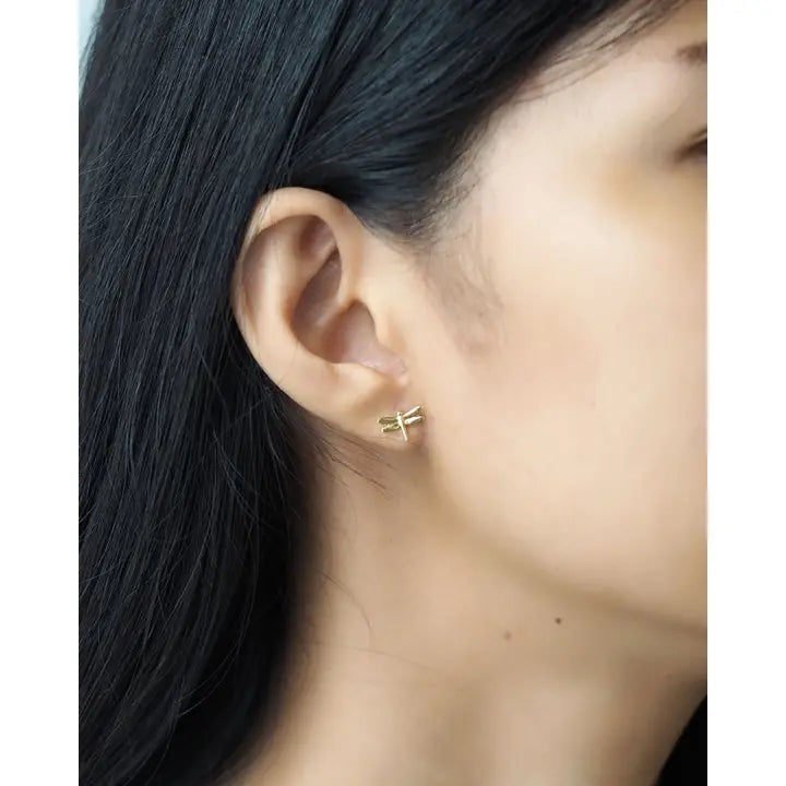 Gold Dragonfly Studs