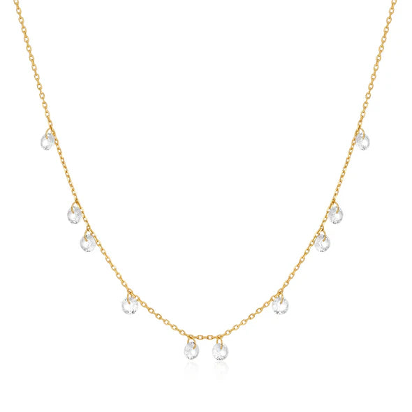 Gold Droplet Station Necklace