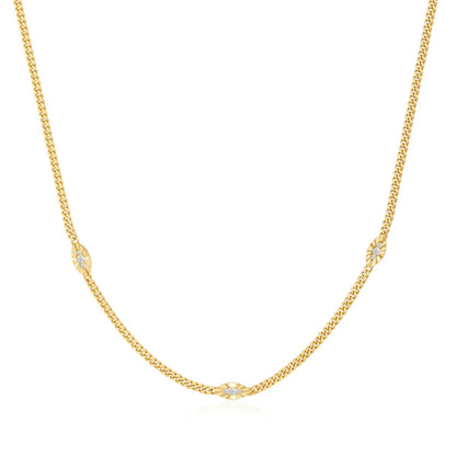 Gold Evil Eye Station Necklace