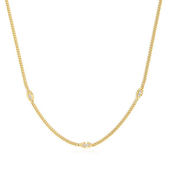 Gold Evil Eye Station Necklace