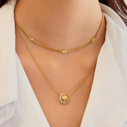 Gold Evil Eye Station Necklace, view 2