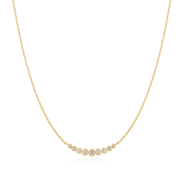 Gold Graduated Bezel-Set Necklace