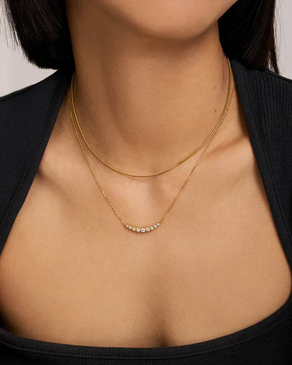 Gold Graduated Bezel-Set Necklace, view 2