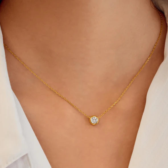 Gold Just You Solitaire Necklace, view 2