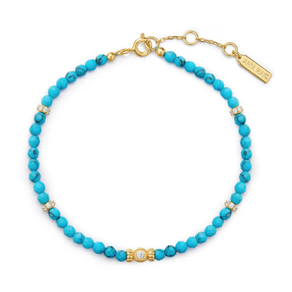 Gold Turquoise Beaded Bracelet