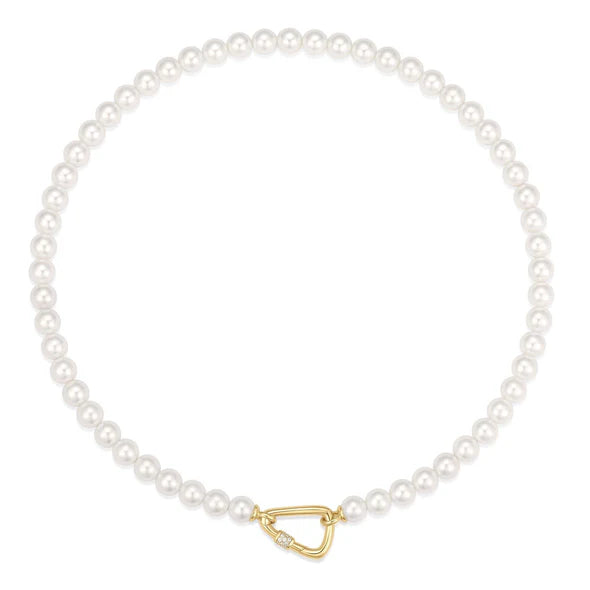 Gold Lobster Clasp Shell Pearl Necklace