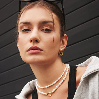Gold Lobster Clasp Shell Pearl Necklace, view 3