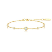 Gold Mint Green Station Bracelet