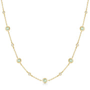 Gold Mint Green Station Necklace