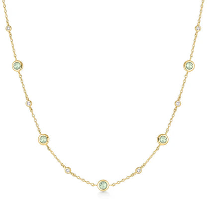 Gold Mint Green Station Necklace