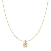 Gold Modern Bezel-Set Solitaire Necklace