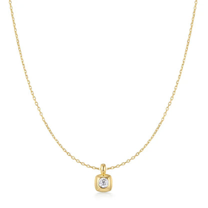 Gold Modern Bezel-Set Solitaire Necklace