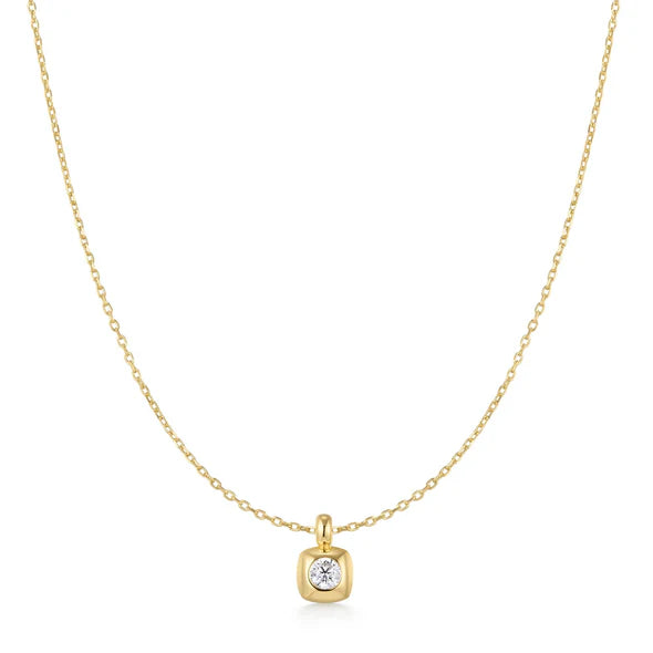 Gold Modern Bezel-Set Solitaire Necklace