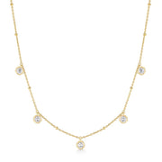 Gold Molten Bezel-Set Droplet Station Necklace