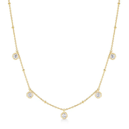 Gold Molten Bezel-Set Droplet Station Necklace