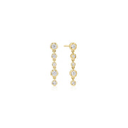 Gold Molten Cascade Bezel-Set Drop Stud Earrings
