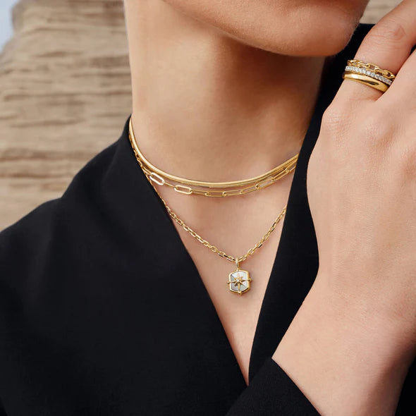 Gold Paper Clip Link Ring, view 2