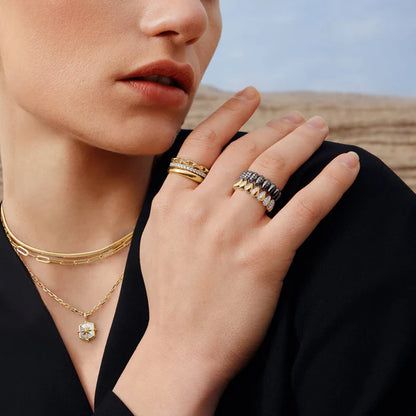 Gold Paper Clip Link Ring, view 3