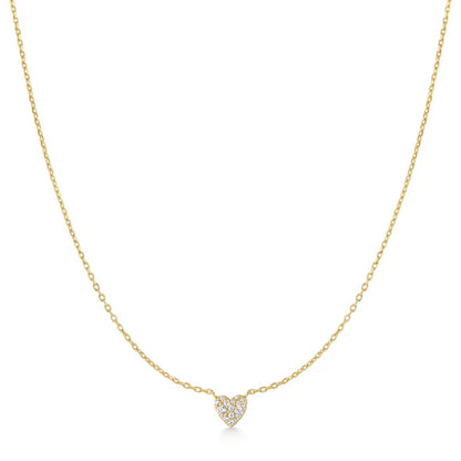 Gold Pavé Heart Necklace