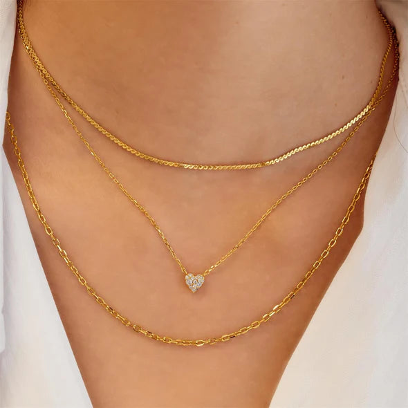Gold Pavé Heart Necklace