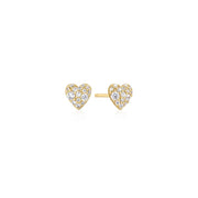 Gold Pavé Heart Stud Earrings
