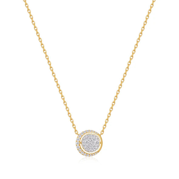 Gold Reversible Pavé Moon Evil-Eye Necklace