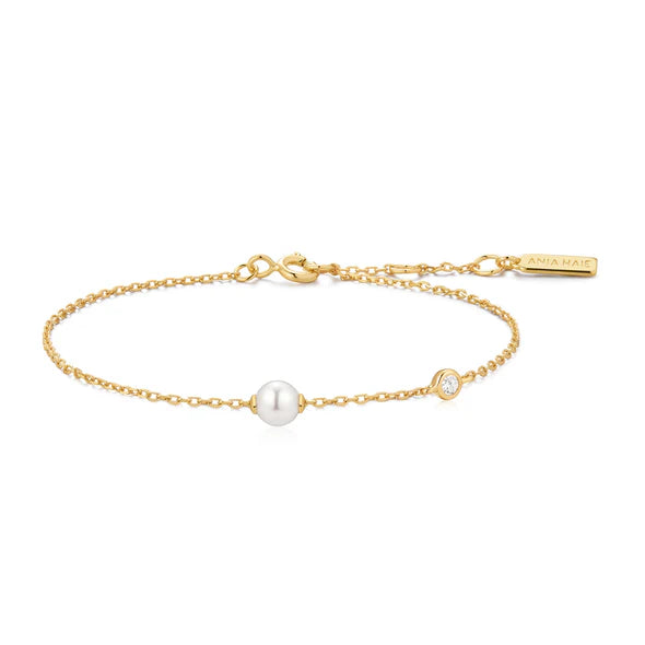 Gold Shell Pearl & Bezel Bracelet