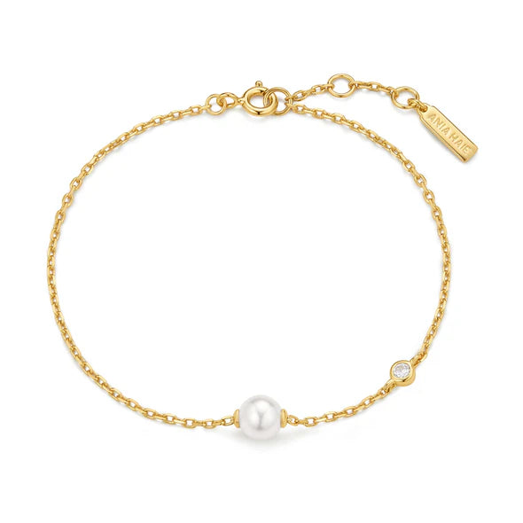 Gold Shell Pearl & Bezel Bracelet