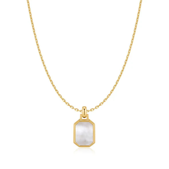 Gold Square Mother-of-Pearl Necklace