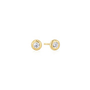 Gold Textured Bezel-Set Stud Earrings