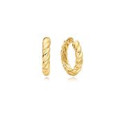 Gold Twisted Huggie Hoop Earrings