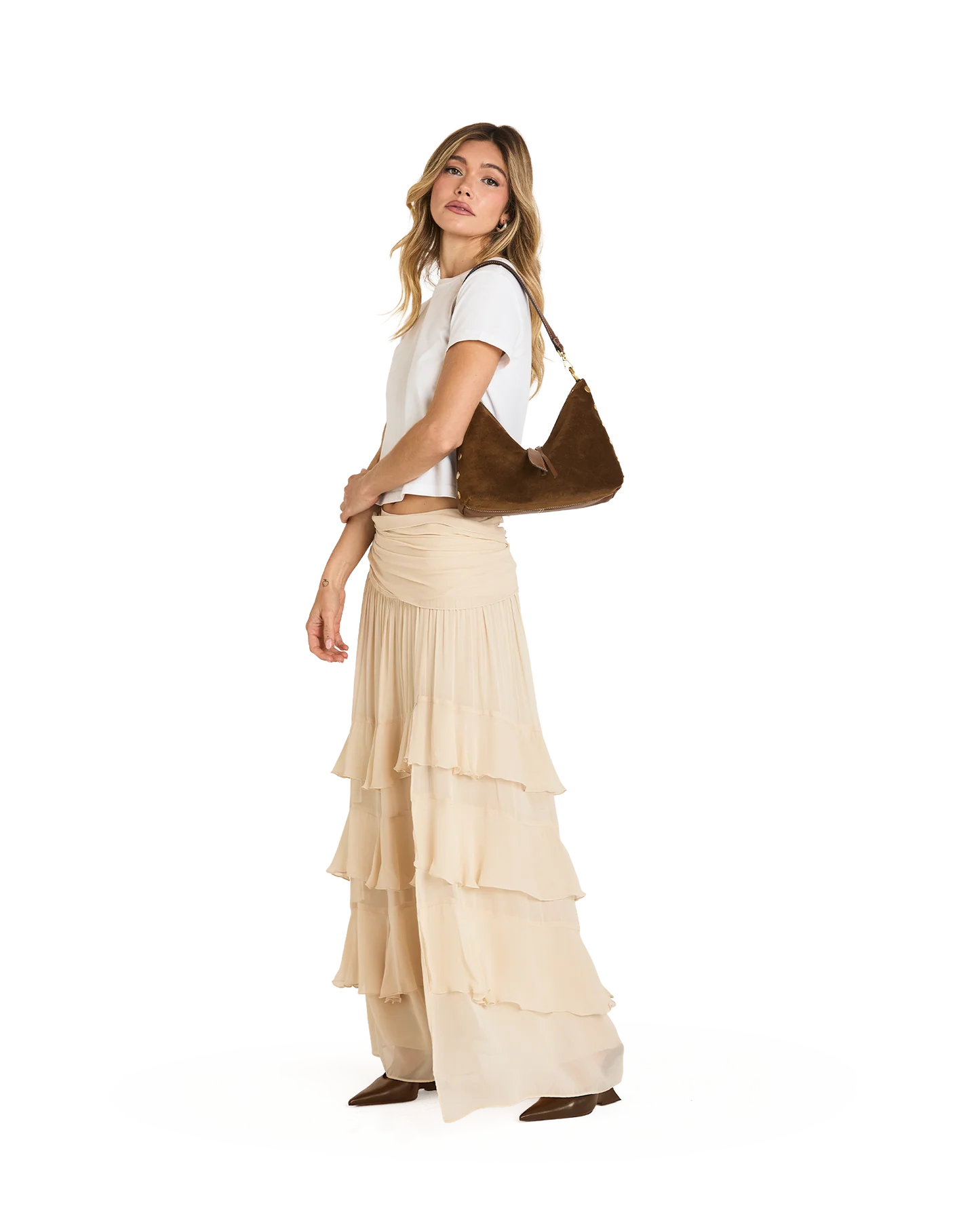 Grace Med Cinnamon Suede/Antique Gold
