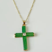 Green Jade Cross Necklace