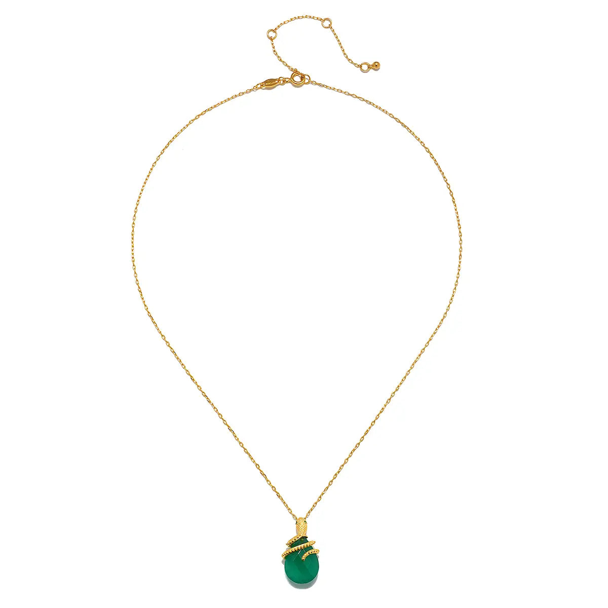 Green Onyx Snake Pendant Necklace, view 2