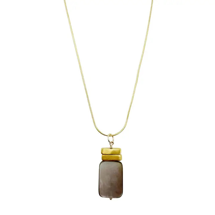 Grey MOP Double Bars Necklace