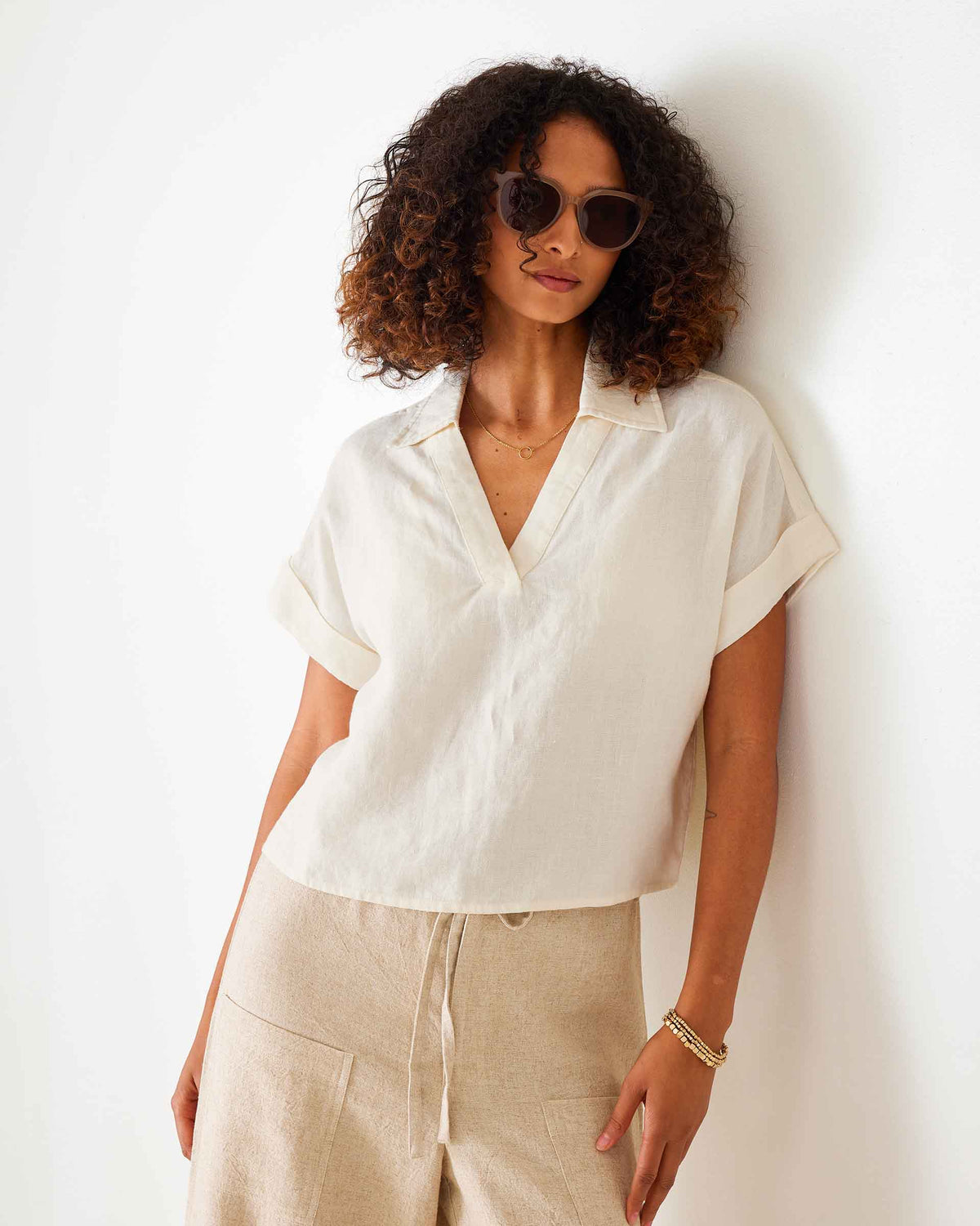 Hadley Boxy Linen Top, view 6