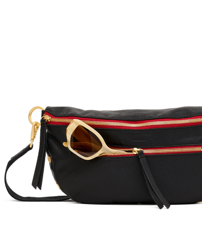 Charles Crossbody Lrg Black/Brushed Gold, view 4