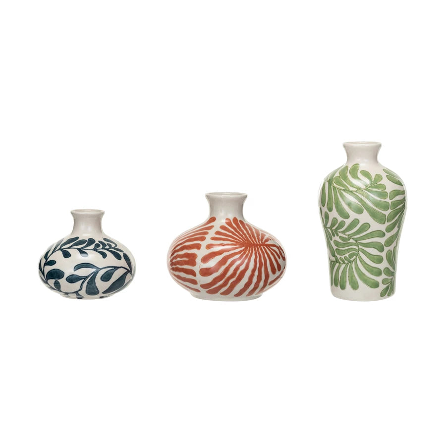 Stoneware Vases w/ Abstract Designs