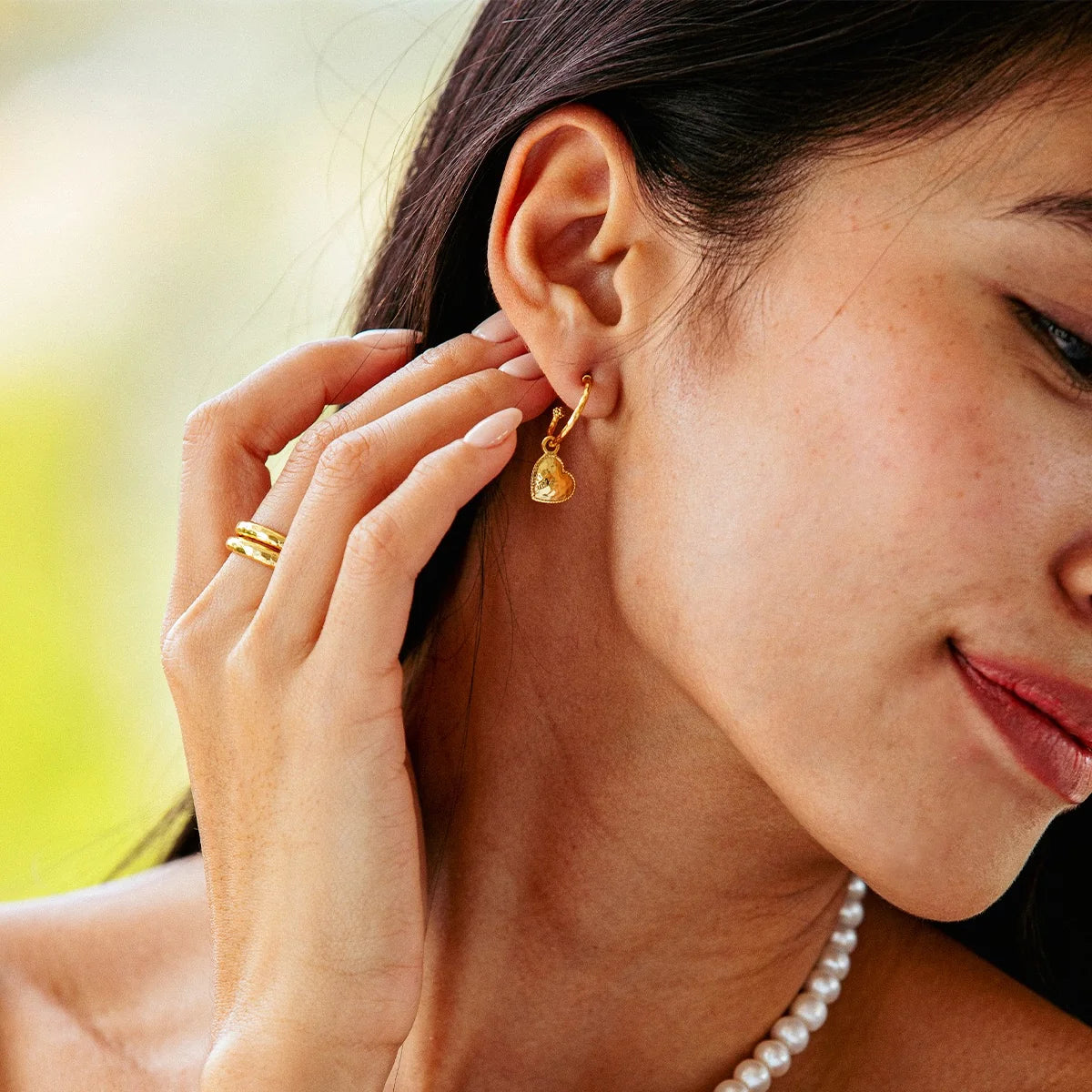 Hoop Earrings with Heart Charm
